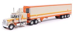 IXO-U64TRTR002M - Camion avec remorque de couleur beige orange et jaune - PETERBILT 359 6x4 1973
