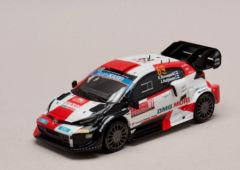 IXORAM833 - Voiture de Rallye WRC Monte Carlo 2022 blanc et rouge - TOYOTA GR Yaris Rally 1 n°69 ROVANPERA/HALTTUNEN