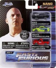 JAD253201000 - Set de 3 Véhicules FAST AND FURIOUS Nano Hollywood rides Pack 1