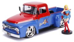 JAD253255008 - Voiture du personnage DC Comics Supergirl FORD F-100 pick-up de 1956 avec personnage inclus