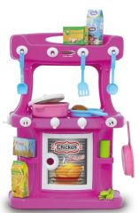 JAM460426 - Set de cuisine - cuisinière de couleur rose, ustensile et accessoires