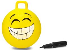 JAM460457 - Balle Smiley rebondissante avec pompe de couleur jaune