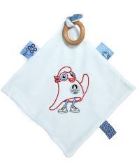 JO2422 - Doudou plat avec anneau en bois de 25cm - mascotte des JO - Paris 2024
