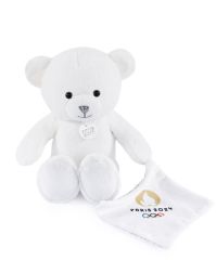 JO2448 - Peluche 25cm - Ours avec doudou blanc - Paris 2024