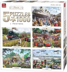 KING05210 - 5 Puzzles Les Véhicules 1000 Pièces