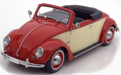 KKS180111 - Voiture cabriolet découverte VOLKSWAGEN Beetle de 1949 couleur rouge portes blanches