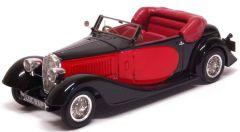 LUX017 - Voiture coupé cabriolet BUGATTI Type 57 Stelvio Drophead de 1934 de couleur rouge et noir modèle en résine