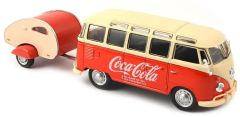 MCITY467433 - Mini bus VOLKSWAGEN T1 Samba de 1962 et caravane aux couleur COCA COLA