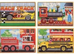 MED13794 - Coffret de 4 Puzzles sur les Véhicules - Contients : 12 Pièces