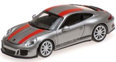 MNC870066221 - Voiture sportive PORSCHE 911 R de 2016 de couleur grise à bandes rouges