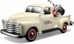 MST32194 - Voiture pick-up CHEVROLET 3100 de 1950 et moto HARLEY DAVIDSON Flsts Heritage Springer