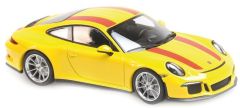 MXC940066221 - Voiture sportive PORSCHE 911 R de 2016 de couleur jaune avec bandes rouges