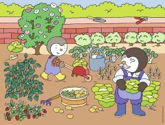 NAT86325 - Puzzle de 30 Pièces avec poster du dessin animée T'CHOUPI  - au potager Dimensions : 30 x 23 cm