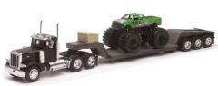 NEW11273 - Camion type américain PETERBILT 379 et porte engins avec monster truck