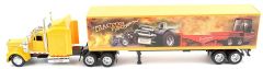 NEW15333 - Camion KENWORTH W900 de couleur jaune et remorque 2 essieux décoration Tractor Pull