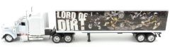 NEW15334USS - Camion KENWORTH W900 de couleur blanc et remorque 2 essieux décoration Lord of Dirt