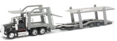 NEW15553B - Camion 6x4 KENWORTH W900 couleur noir et remorque porte voitures grise