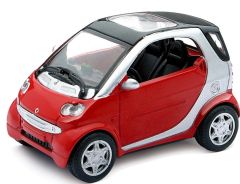 NEW19213E - Voiture petite citadine SMART Fortwo couleur rouge avec toit noir