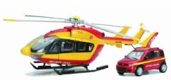 NEW25975 - Hélicoptère de la sécurité civile EUROCOPTER EC 147 et voiture de pompier FIAT Panda 4X4