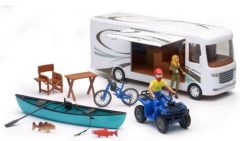 NEW37365 - Assortiment avec camping car et accessoires divers personnage et élément de pêche