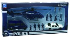 NEW63345 - Set de police avec personnages hélicoptère et voitures attention échelle aléatoire