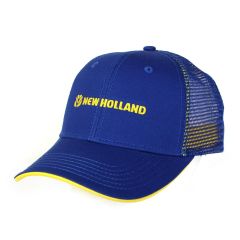 Casquette en maille NEW HOLLAND de couleur bleue et jaune