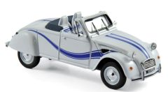 NOREV150093 - Voiture Cabriolet - CITROEN 2 CV Azelle 1990 de couleurs Blanche avec des bandes bleue