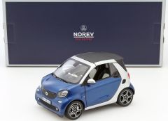 NOREV183438 - Voiture cabriolet SMART ForTwo de 2015 couleu bleu gris  possibilité de retirer le capote