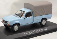 NOREV475447 - Voiture utilitaire PEUGEOT 504 version pick-up avec bache de 1985 couleur bleu
