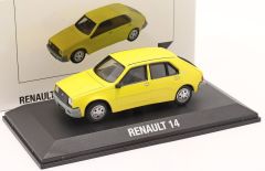 NOREV75930 - Voiture berline RENAULT R14 gtl de 1976 de couleur jaune version boite constructeur
