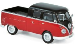 NOREV840218 - Utilitaire VOLKSWAGEN T1 à double cabine de 1961 de couleur rouge et noir