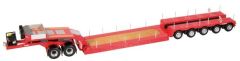 NZG656/10 - Semi NOOTEBBOM extensible porte engins 5 essieux couleur rouge et dolly 2 essieux