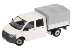 NZG8881/40 - Utilitaire VOLKSWAGEN T5 version double cabine à plateau bâché de couleur blanc