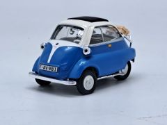 CAR12321 - Voiture de couleur bleu et blanche - BMW Isetta