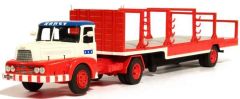 PER112RA - Camion 4x2 UNIC izoard et remorque porte mats aux couleurs du cirque Sabine Rancy édité à 150 pièces modèle en résine