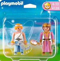 PLAY4128 - 2 Figurines Princesse et fée PLAYMOBIL - Contient : 12 Pièces