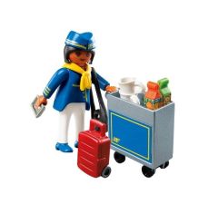 PLAY4761 - Hôtesse de l'air avec chariot de service et accessoires - Contient : 20 Pièces