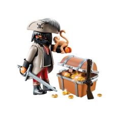 PLAY4767 - Pirate avec Coffre au trésor , son singe et ses accessoires PLAYMOBIL - Contient : 36 Pièces