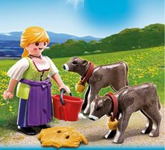 PLAY4778 - Agricultrice avec 2 Veaux - Contient : 11 Pièces