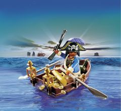 PLAY4942 - Pirate PLAYMOBIL Avec sa barque et son Trésor - Contient : 50 Pièces