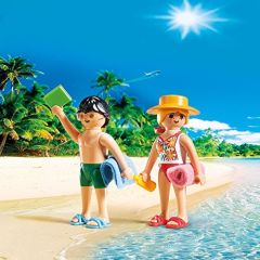 PLAY5165 - Couple de Vacanciers PLAYMOBIL à la Plage - Contient : 12 Pièces