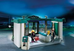PLAY5177 - Banque avec distributeur de billet , personnage et accessoires PLAYMOBIL - Contient : 126 Pièces