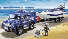 PLAY5187 - 4x4 de Police avec bateau et policier PLAYMOBIL - Contient : 90 Pièces
