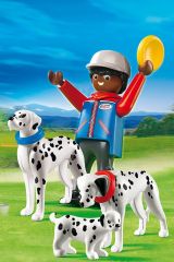 PLAY5212 - Famille de chien Dalmatiens avec leurs maître et accessoires PLAYMOBIL - Continet : 8 Pièces
