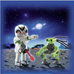 PLAY5241 - Figurine agent spatial et robot PLAYMOBIL avec accessoires - Contient : 20 Pièces