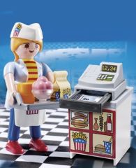 PLAY5292 - Serveuse avec caisse Enregistreuse et accessoires PLAYMOBIL - Contient : 12 Pièces