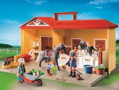 PLAY5348 - Ecurie Transportable avec chevaux , personnages et accessoires PLAYMOBIL - Contient : 81 Pièces