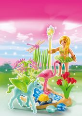 PLAY5352 - Fée Eté PLAYMOBIL avec Pégasse de couleur vert - Contient : 51 Pièces