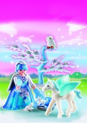 PLAY5354 - Fée Reine des neiges avec bébé Pegasus , animaux et accessoires PLAYMOBIL  - Contient : 34 Pièces