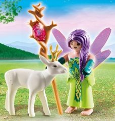 PLAY5370 - Fée ailée avec son chevreuil blanc et accessoires PLAYMOBIL Contient : 5 Pièces